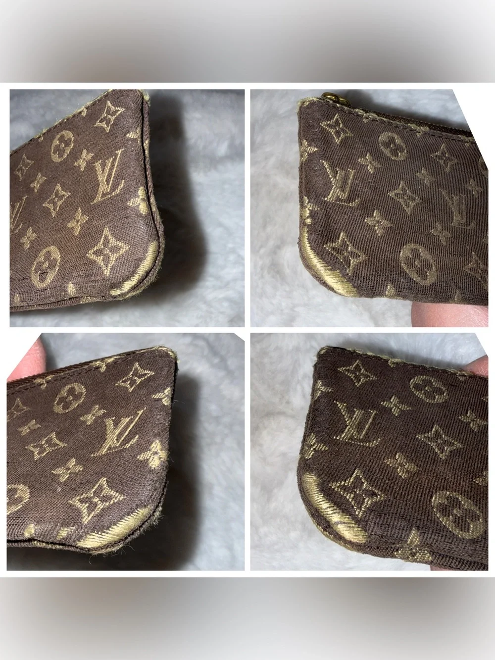Louis Vuitton Monogram Canvas Mini Lin Key Card Pouch in Brown and Tan